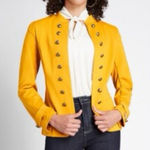 Modcloth  Mustard “Glam Believer” Knit Military-Style Blazer Size Medium💛🍄 Photo 0