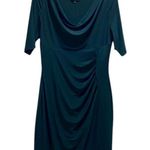 Lauren Ralph Lauren Sinched Ruched Midi Dress Forest Green Size 14 Holiday Cute Photo 1