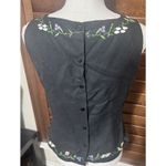 VTG 90s Jennifer Eden Embroidered Black Sleeveless Top Size 8 Button Back Top Photo 2