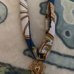 Silk scarf charm necklace Blue Photo 3