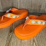 Urban Outfitters  Puka Shell Platform Orange Creamsicle Thong Flip Flop S… Photo 0