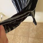 Loft Black and White Striped Fringe Tie Front Sleeveless Maxi Dress Size Large Photo 3