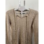 prAna  Womens Cable Knit Tassel Sweater M Long Sleeve Gray‎ Boho Casual B11 Photo 2