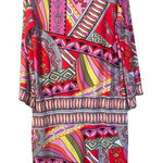 Muse Boston Proper Pink Orange Geometric Shift Drop Waist Retro Dress 12 Light Photo 0