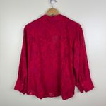 Coldwater Creek Floral Burnout Button Up Shirt Sz PXL Fuchsia Romantic Textured Photo 4