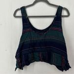 Ecote  Loose Fit Cropped Tank Top Striped Womans Size M Green Blue Photo 7