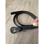 Fossil Women's Slim Black Leather Belt Size Large Rhinestone Plate Buckle Photo 5