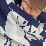 Soft Surroundings  Blue White Leaf Print Beaded Tunic Blouse Pockets Size Small Photo 3