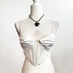 White Satin Corset Bridal Top Romantic Bride Vintage Inspired Glam Medium Photo 0