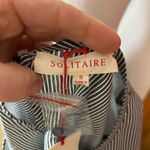 Solitaire  charcoal gray white striped bell‎ sleeve round neck top size S NWT Photo 5