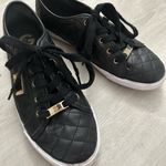 G by Guess Womens Quilted Leather Sneakers Size 8 1/2 Black Lace Up Photo 0