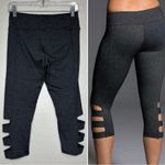 Onzie  Charcoal Gray Side Ladder Cut Outs Cropped Leggings Photo 6