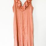 Lovers + Friends  Carlin Ruffled Satin Midi Dress Bronze Large Photo 4