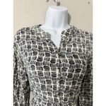 Rock Flower Paper Medium Black White Graphic Print Button Down Long Sleeve Top Photo 1