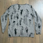Vintage Style Kemp Deer Sweater Top Gray Black Ladies Print V Neck Fashion 110 Size 00 Photo 4