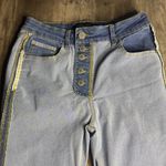 Blue Age Denim Button Fly Inside Out Straight Leg Jeans with Yellow Stitching Size undefined Photo 2