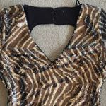 Guess Zebra Silver Sequin Long Sleeve Open Back Mini Dress Photo 2