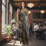 Rabbit Rabbit Rabbit Dress Midi Browns Aztec Sleeveless Sheer Lined Boho SZ 16 Brown Photo 1