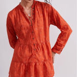 Pilcro NEW Anthropologie  Tiered Tunic Top Rust Orange Boho Copper Button Aztec Photo 0