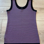 Misook  Vintage Pink Black Striped Acrylic Crew Neck Sleeveless Tank Top Size S Photo 0