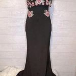 Cachet 2 piece black prom dress with floral embroidery Size 2 Photo 0