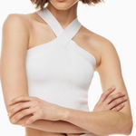 Aritzia  Babaton Sculpt Knit Criss Cross White Tank Top Cropped Sz Small Photo 0