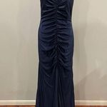 La Femme  Curve 29027 Navy Ruched Gown Photo 1