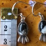 Natural White Buffalo Sterling Silver Feather Earrings Black Photo 3