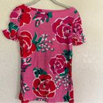 Lilly Pulitzer  Pink Floral Ruched Puff Sleeve Slim Fit‎ T-Shirt Size Small Photo 1