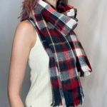 Unbranded Partially Felted Knit Woven Blanket Scarf Short Fringe Plaid Winter Blue Photo 0