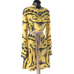 NWT Etro Silk Yellow & Black Pattern Knee Length Skirt w/ Tie Detail Size 6 Photo 7