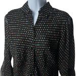 Y2K 100% Silk Sequin Polka Dot Button Up Blouse Ethereal Fairy Career M Black Size undefined Photo 2
