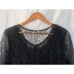 Vtg Black Lace Floral Maxi Dress Sheer Long Sleeve Grunge Witchy Victorian Goth Size L Photo 4