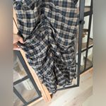 Ganni  Ruched Seersucker Mini Dress Plaid Tan Black beige puff sleeves neutral Photo 10