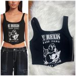 True Religion Black White Buddha Logo Bustier Corset Cropped Top Size Small Photo 1