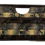 Nine West Vtg Y2K  Faux Leather Snakeskin Clutch Purse Fold Over Envelope Handbag Photo 0