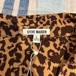 Steve Madden  Shirt Leopard Print Woman's Collared Top NWT Sz L leopard print NWT Photo 6