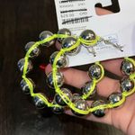 Urban Outfitters NWT  Neon Threaded Silver Ball Large Hoop Earrings Photo 2