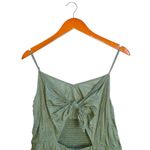 Aerie Olive Green Floral Eyelet Smock Sleeveless Front Tie Cut Out Romper Photo 3