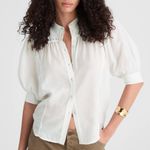 Madewell Embroidered Puff-Sleeve Band-Collar Shirt White Blouse Top NWT Size 14 Photo 7