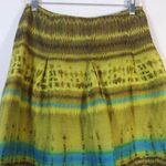 Talbots Vintage Silk /Linen Turquoise Gold Skirt Lined Pleated Side Zip Size 4 Photo 2