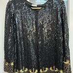 Vintage STENAY 100% Silk 80’s All Over Sequin Beaded Jacket Black Gold Size XL Photo 0