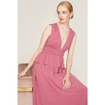 LDT Peplum Waist Gown Women's 4 Pink Rose Sleeveless V Photo 15