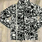 Liz Claiborne  Black White Floral Full Zip Up Mock Neck Sweatshirt Jacket Size S Photo 7