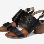 Miz Mooz Bohemian black studded leather block heel open toe sandals 38/8 Photo 0