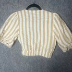 BY TOGETHER Women Size Small Shyanne Stripe‎ Cropped Top short sleeve Tan Photo 2