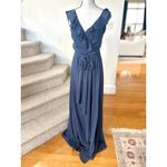 Revelry Valerie Chiffon Faux Wrap Ruffle Maxi Dress Dusty Blue Size M Photo 1