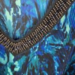 Catherines  Floral Beaded Tunic Top Sz 3X Blue Pleated Lightweight Stretch Flowy Photo 1
