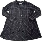 Foxcroft Shirt Womens 6 Black White Windowpane Plaid Button Down Long Sleeve Top Photo 0