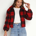 BB Dakota Everlong‎ Red Black Puffer Jacket Fall Winter Crop Buffalo M Size M Photo 0